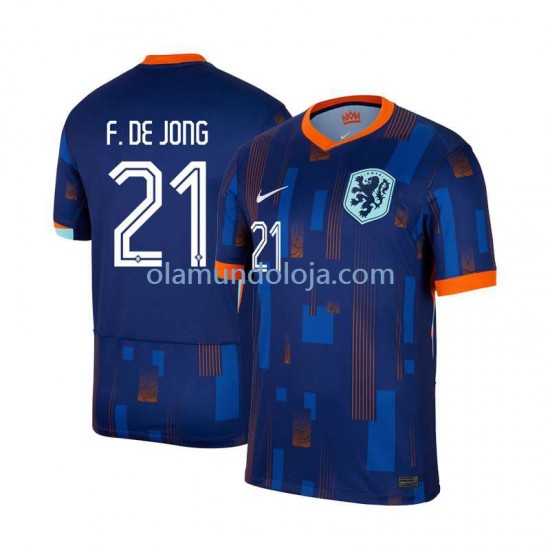 Camisola Países Baixos Frenkie de Jong 21 Homem Equipamento Segundo Euro 2024 Manga Curta